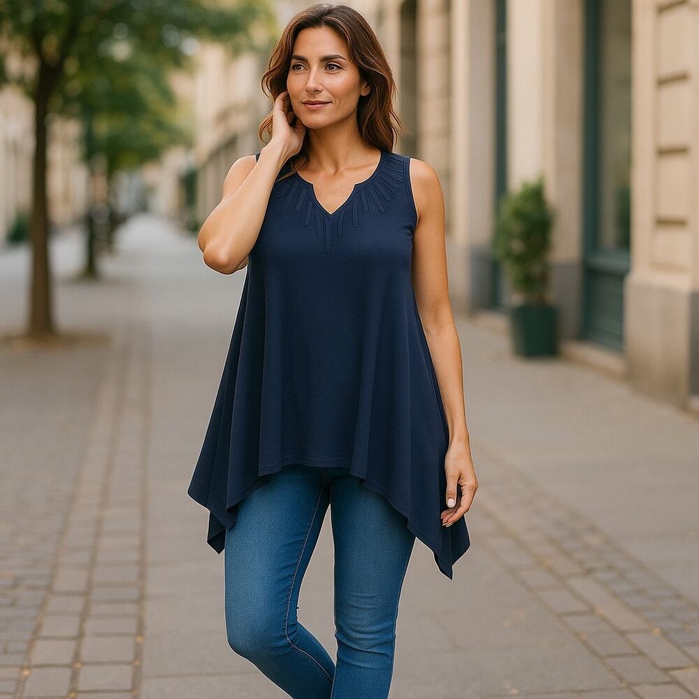 Sophie‎ Max Womens Tank Top Size XS Germaine Trapeze Navy Blue Swing NEW
